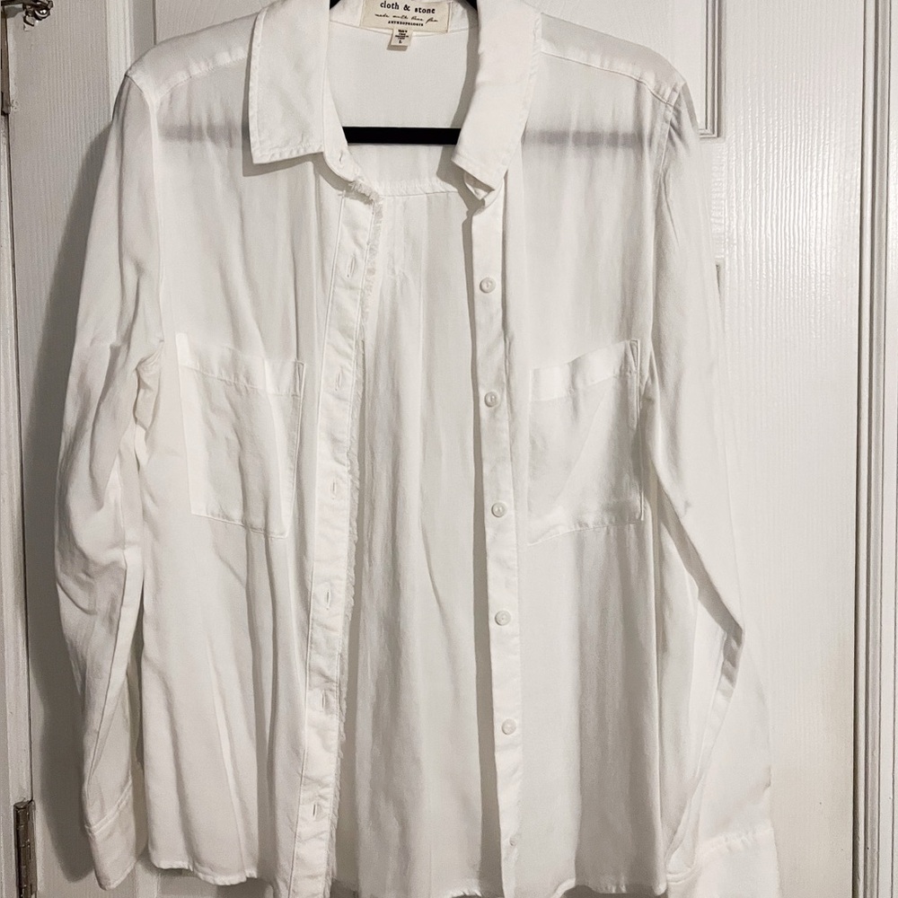 Anthropologie White Casual Button Down Shirt